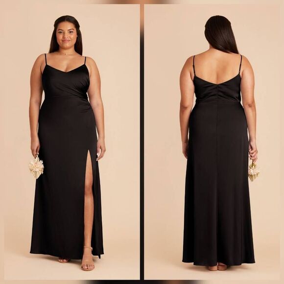 Birdy Grey Catherine Satin Leg Slit Ruched Side Bridesmaid Wedding Guest Maxi Dr - Picture 2 of 8